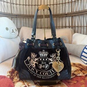 Vintage Juicy Couture Daydreamer (2010) – Dark Brown Velour with Black Leather